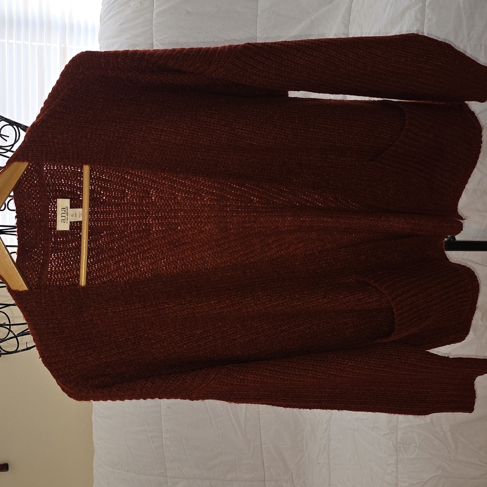 a.n.a Rich Copper Knit Swester Cardigan Size Petite Large (Jan #13)